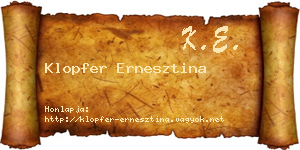 Klopfer Ernesztina névjegykártya